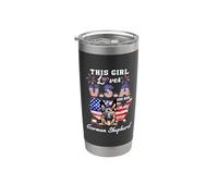 This Girl Loves USA and Her Dog 4th of July German Shepherd Vaso térmico de acero inoxidable de doble pared