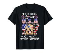 This Girl Loves USA and Her Dog 4th of July Golden Retriever Camiseta