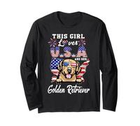 This Girl Loves USA and Her Dog 4th of July Golden Retriever Manga Larga