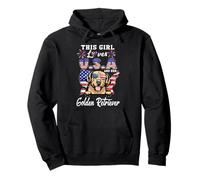 This Girl Loves USA and Her Dog 4th of July Golden Retriever Sudadera con Capucha