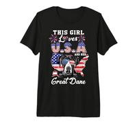 This Girl Loves USA and Her Dog 4th of July Great Dane Camiseta Premium
