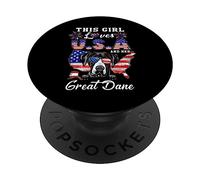 This Girl Loves USA and Her Dog 4th of July Great Dane PopSockets PopGrip Adhesivo
