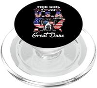 This Girl Loves USA and Her Dog 4th of July Great Dane PopSockets PopGrip para MagSafe