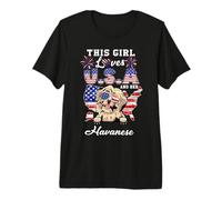 This Girl Loves USA and Her Dog 4th of July Havanese Lover Camiseta Premium