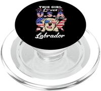 This Girl Loves USA and Her Dog 4th of July Labrador Dog PopSockets PopGrip para MagSafe