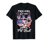 This Girl Loves USA and Her Dog 4th of July Pit Bull Lover Camiseta