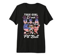 This Girl Loves USA and Her Dog 4th of July Pit Bull Lover Camiseta Premium