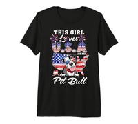 This Girl Loves USA and Her Dog 4th of July Pit Bull Lover Camiseta Premium