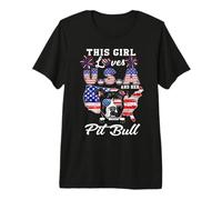 This Girl Loves USA and Her Dog 4th of July Pit Bull Lover Camiseta Premium