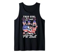 This Girl Loves USA and Her Dog 4th of July Pit Bull Lover Camiseta sin Mangas