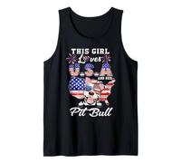 This Girl Loves USA and Her Dog 4th of July Pit Bull Lover Camiseta sin Mangas