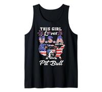 This Girl Loves USA and Her Dog 4th of July Pit Bull Lover Camiseta sin Mangas