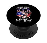This Girl Loves USA and Her Dog 4th of July Pit Bull Lover PopSockets PopGrip Adhesivo