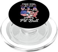 This Girl Loves USA and Her Dog 4th of July Pit Bull Lover PopSockets PopGrip para MagSafe