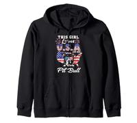 This Girl Loves USA and Her Dog 4th of July Pit Bull Lover Sudadera con Capucha