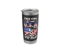 This Girl Loves USA and Her Dog 4th of July Pit Bull Lover Vaso térmico de acero inoxidable de doble pared