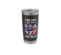 This Girl Loves USA and Her Dog 4th of July Pit Bull Lover Vaso térmico de acero inoxidable de doble pared