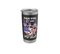 This Girl Loves USA and Her Dog 4th of July Pit Bull Lover Vaso térmico de acero inoxidable de doble pared