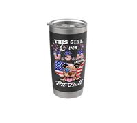 This Girl Loves USA and Her Dog 4th of July Pit Bull Lover Vaso térmico de acero inoxidable de doble pared
