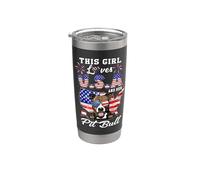 This Girl Loves USA and Her Dog 4th of July Pit Bull Lover Vaso térmico de acero inoxidable de doble pared