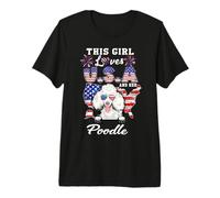 This Girl Loves USA and Her Dog 4th of July Poodle Lover Camiseta Premium