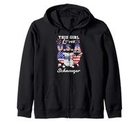 This Girl Loves USA and Her Dog 4th of July Schnauzer Lover Sudadera con Capucha