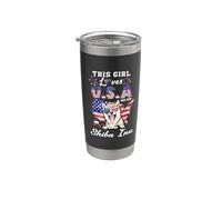 This Girl Loves USA and Her Dog 4th of July Shiba Inu Lover Vaso térmico de acero inoxidable de doble pared