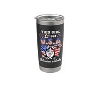 This Girl Loves USA and Her Dog 4th of July Siberian Husky Vaso térmico de acero inoxidable de doble pared
