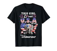 This Girl Loves USA and Her Dog 4th of July Weimaraner Dog Camiseta