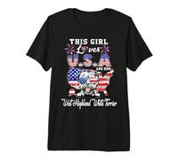 This Girl Loves USA and Her Dog 4th of July White Terrier Camiseta Premium
