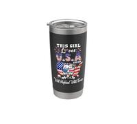This Girl Loves USA and Her Dog 4th of July White Terrier Vaso térmico de acero inoxidable de doble pared