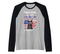 This Girl Loves USA and Her Korat Cat 4th of July Patriotic Camiseta Manga Raglan