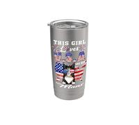 This Girl Loves USA and Her Manx Cat 4th of July Patriotic Vaso térmico de acero inoxidable de doble pared