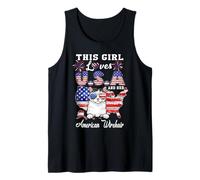 This Girl Loves USA Her American Wirehair Cat 4th of July Camiseta sin Mangas