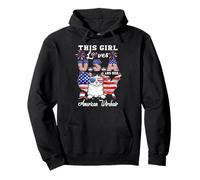 This Girl Loves USA Her American Wirehair Cat 4th of July Sudadera con Capucha