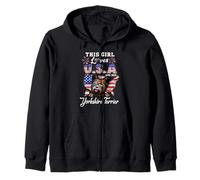 This Girl Loves USA Her Dog 4th of July Yorkshire Terrier Sudadera con Capucha