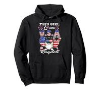 This Girl Loves USA Her Ragdoll Cat 4th of July Patriotic Sudadera con Capucha