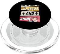 This Girl Runs On Jesus And Anime I Kawaii Otaku PopSockets PopGrip para MagSafe