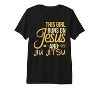 This Girl Runs On Jesus and Jiu-Jitsu for Christian Women Camiseta Premium