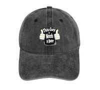 This-Guys Needs A Beer Gorra de béisbol para hombres y mujeres, gorra de mezclilla ajustable, Estilo carbón, Talla única
