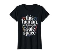This Human Will Provide A Safe Space Apoyo LGBTQ |- Camiseta gráfica económica, Mujer, Negro, M