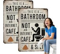This Is A Bathroom Not An Internet Cafe, Funny Vintage Metal Bathroom Sign 8x12 Inch, Humorous Wall Decor For Home Farmhouse Restroom Toilet Door Aluminum Art Plaque (2pcs, 7.87*11.8 in /20*30 cm)