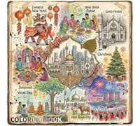 This is a hand-drawn coloring book that celebrates the vibrant festivals of Singapore: Singapore Festivals Coloring Book for Kids & Adults: Cultural ... Line Art for Relaxation and Creativity
