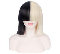 This Is Acting Sia Women Black&Blond Short Straight Wig Cosplay Costume Heat Resistant Synthetic Hair Halloween Party Wigs