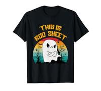 This is Boo Sheet Fantasma Retro Disfraz de Halloween Hombres Mujeres Camiseta gráfica económica, Hombre, Negro, L