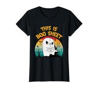 This is Boo Sheet Fantasma Retro Disfraz de Halloween Hombres Mujeres Camiseta gráfica económica, Mujer, Negro, XS