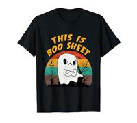 This is Boo Sheet Funny Halloween Fantasma Retro Hombres Mujeres niños Camiseta gráfica económica, Hombre, Negro, XL