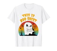 This is Boo Sheet Funny Halloween Fantasma Retro Hombres Mujeres niños Camiseta gráfica económica, Hombre, Blanco, L