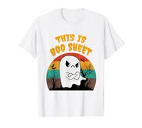 This Is Boo Sheet Ghost Retro Disfraz de Halloween para Hombres y Mujeres Camiseta gráfica económica, Hombre, Blanco, S