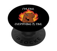 This Is Fine Capybara Meme Funny Cartoon Humor Design PopSockets PopGrip Adhesivo